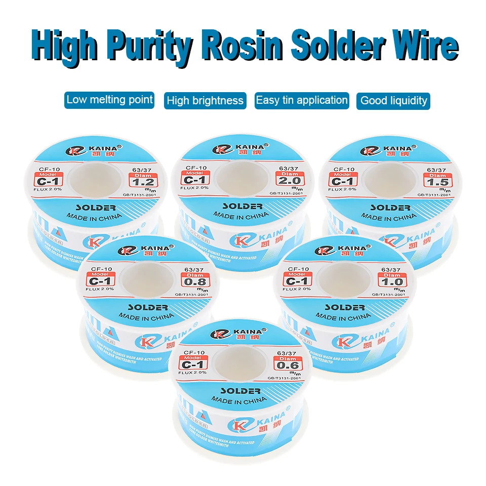 Welding Wires 100g 0.8/1/2.0mm Soldering Wires Welding Iron Rosin Core 63/37 Lead Tin Flux 2.0% Solder Soldering Wire