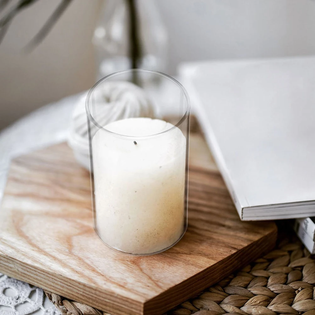 

3Pcs Transparent Glass Holder Covers Cylinder Shades Windproof Protectors for Household Decorative Warm Ambiance