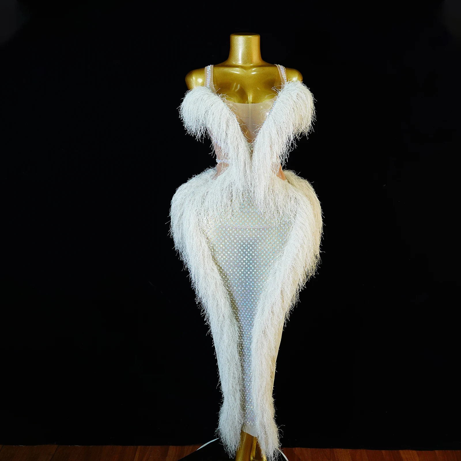 Sexy Mesh Sheer Bodycon Dress - Abito Lungo di Lusso Bianco con