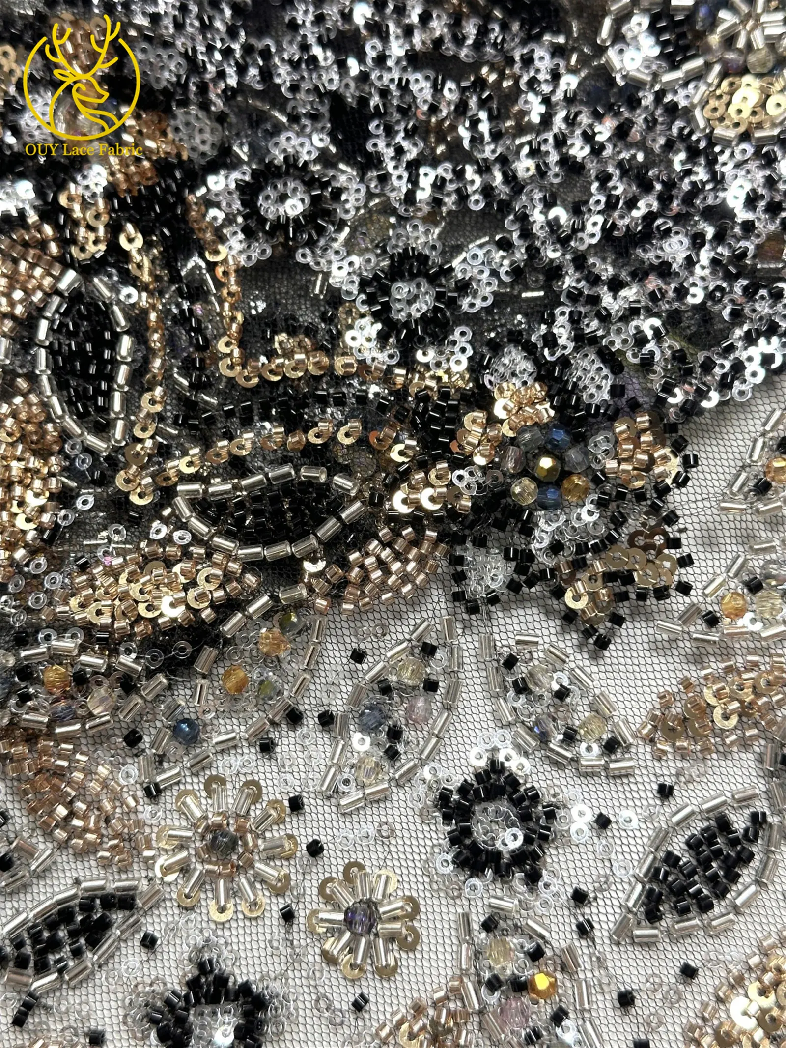 5 Yards nigerianischer Perlen-Spitzenstoff 2026, neues Design, afrikanischer französischer Pailletten-Spitzenstoff, geeignet für Damen-Hochzeits-Party-Kleider – Detail 23