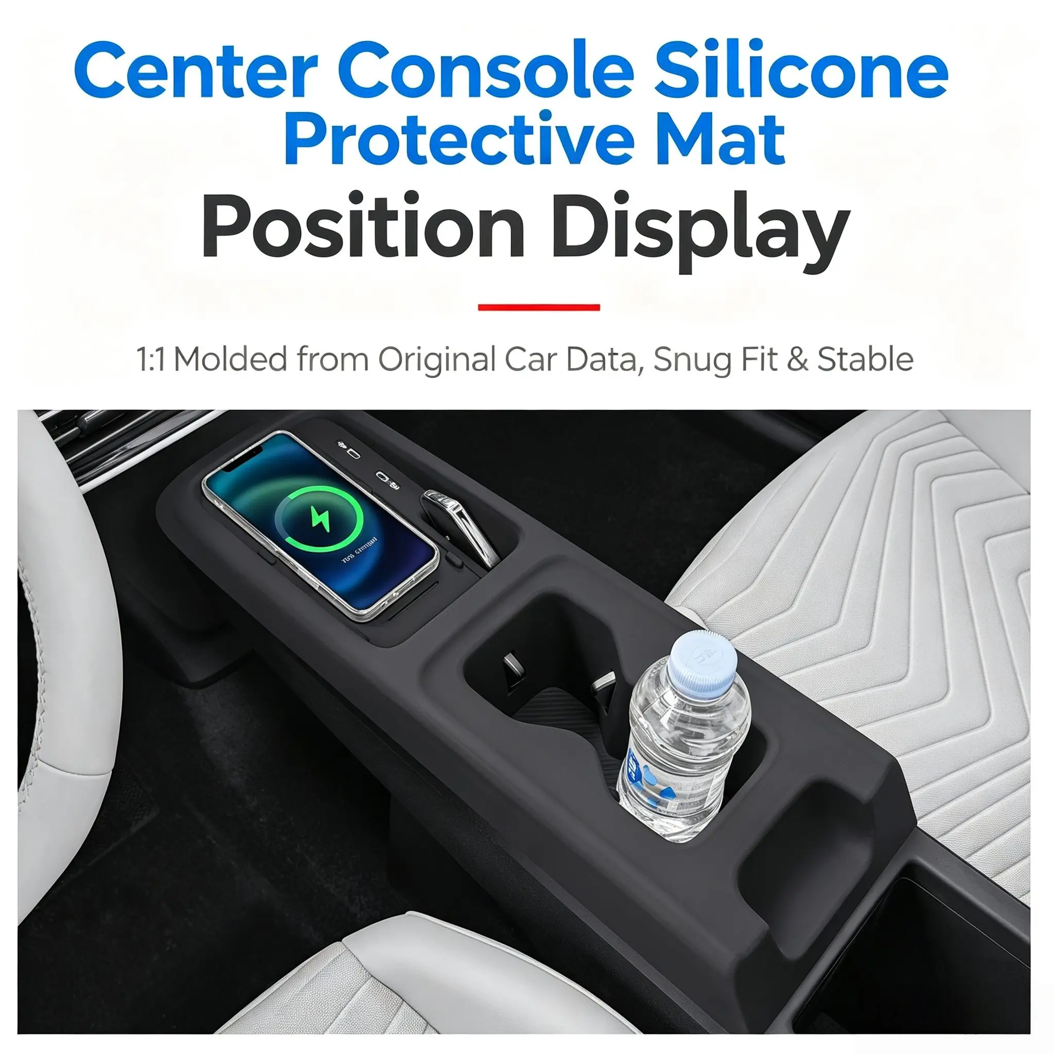 Center Console Cup Holder Mat For VW ID.3 2025-2026 Silicone Drink Storage Organizer Anti-Scratch Car Interior Accessories 4