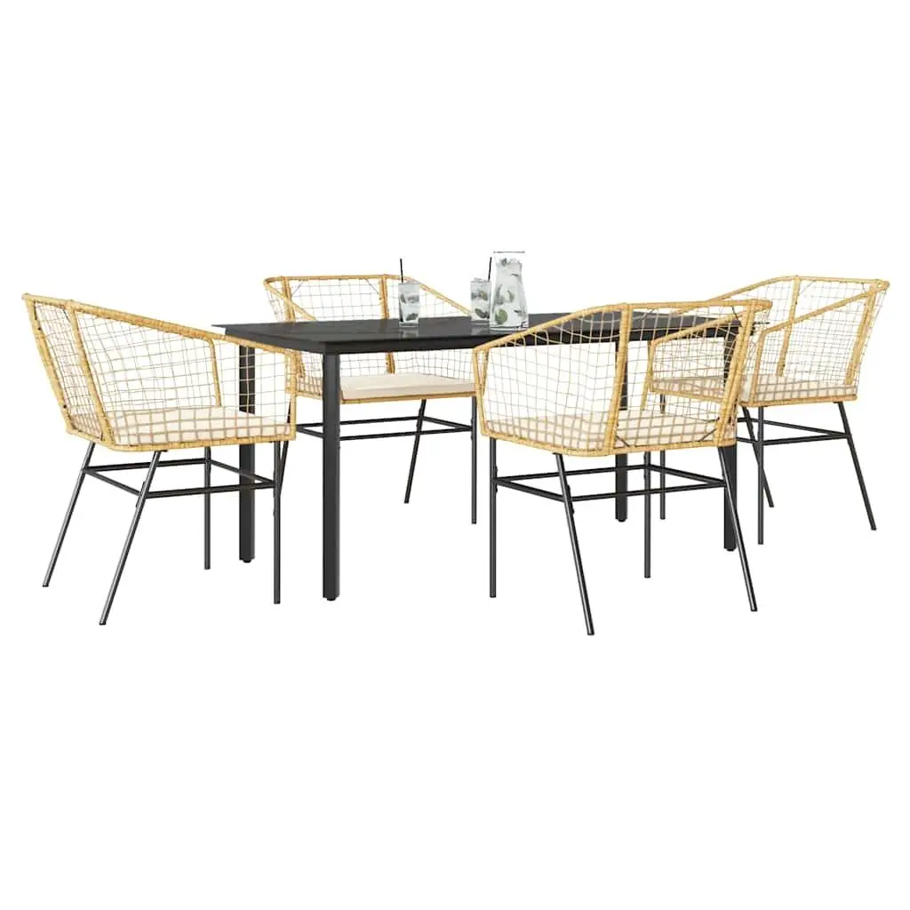 

Garden Dining Set Brown PE Rattan Medium UV Resistant Outdoor Furniture Cozy Patio Decor