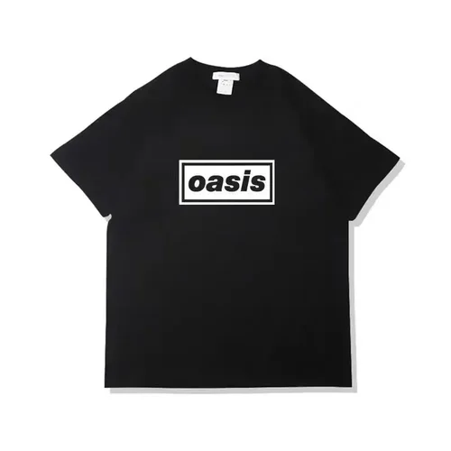 Oasis 밴드 프린트 남성 티셔츠, 캐주얼 O-넥 반팔, 스트리트 플러스 사이즈 록 힙합 티셔츠, 여름 