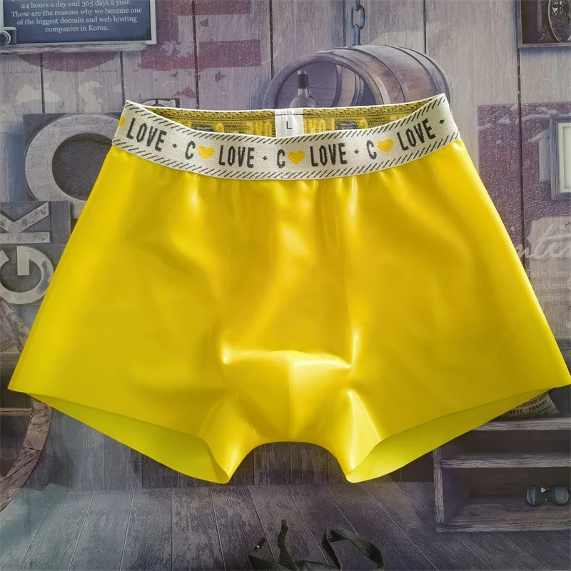 Fetish Latex Tight Panties for Men Translucent Rubber Lingerie Boxer Shorts Sexy Scrotum U Convex Pouch Underpant Porn Nightwear