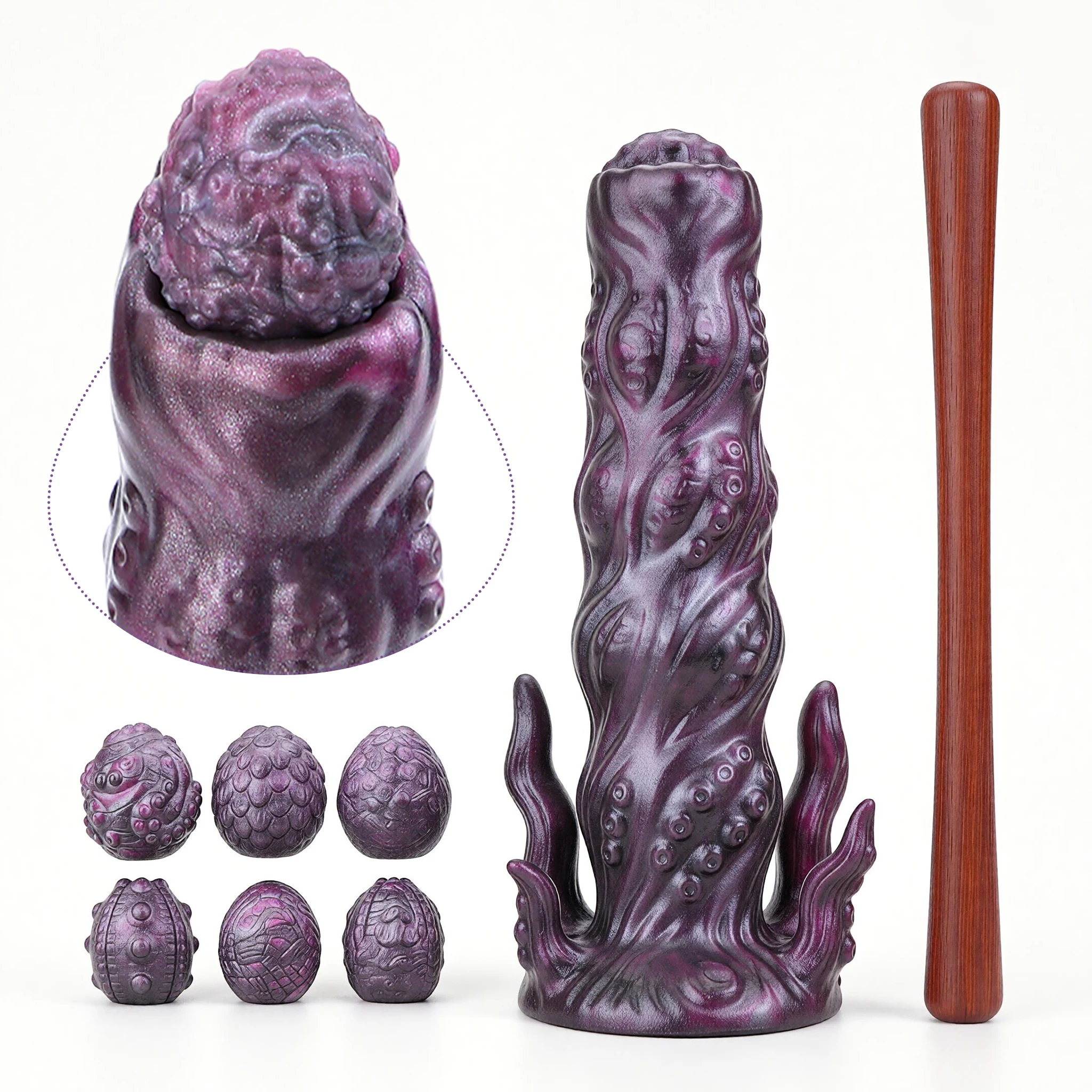 SHAZ 23cm/9 Inch Ovipositor Dildo, Platinum Silicone Anal Plug, Creature Fantasy Monster Penis, Anal Balls Sex toy for adults
