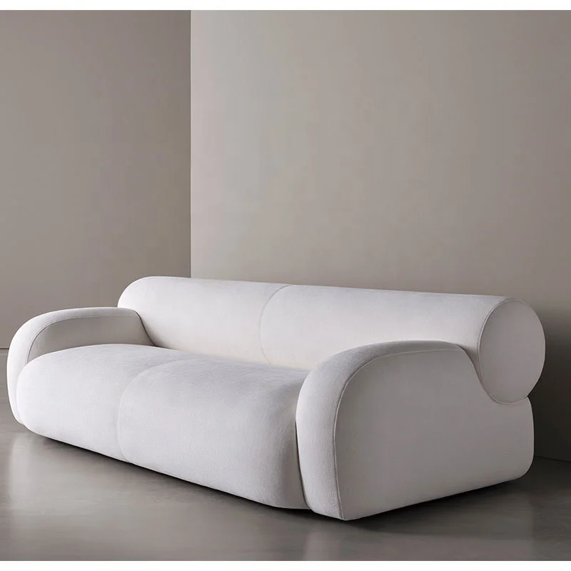 

Диван в скандинавском итальянском минималистичном стиле, простой дизайн, для гостиниц и дома, высококачественная белая велюровая ткань, 4-местный, для гостиной.
