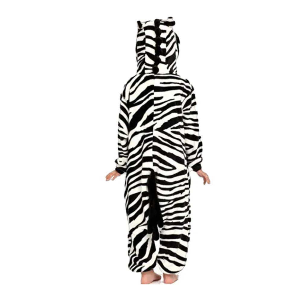 Children's Zebra Kigurumi Cartoon Cosplay Costume Kids Onesies Pajamas Clothing For Halloween Carnival New Year Party