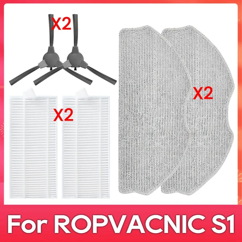 

For ROPVACNIC S1 / Tipdiy G90 / Betboyles V75S / VIPSUN Z1 Side Brush Filter Mop Robot Vacuum Cleaner Kit