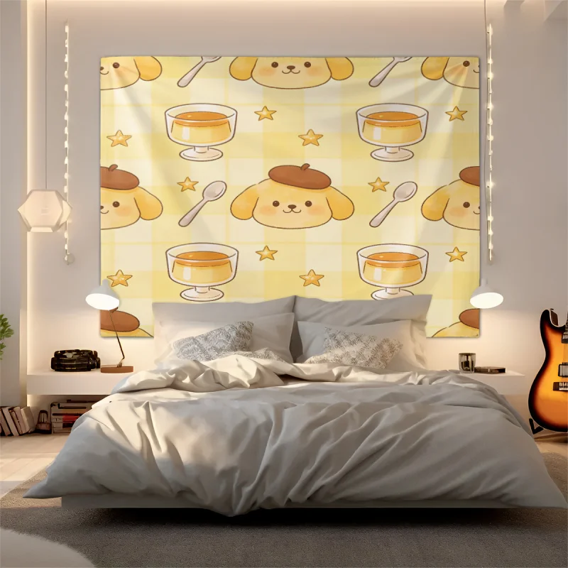

Гобелен с персонажами Sanrio, милый настенный гобелен для спальни, гостиной, домашнего декора