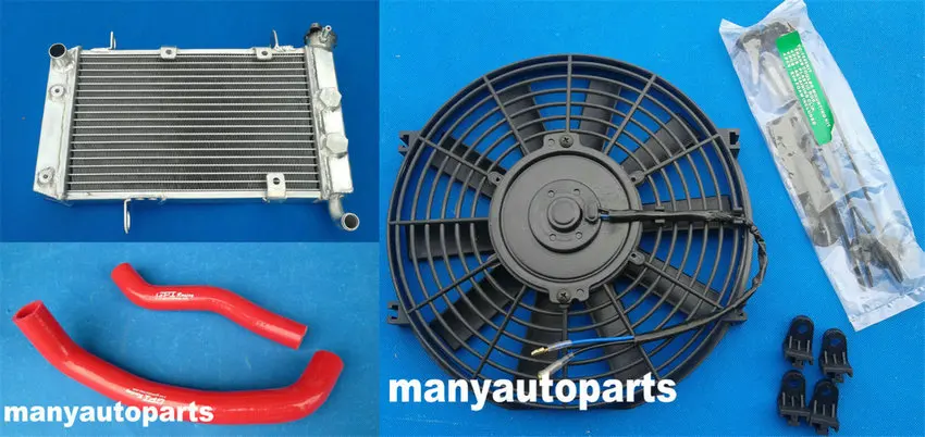 RED HOSE+Radiator+FAN For Suzuki LTZ400 Quadsport Z400 KFX400 DVX400 03-08 04 05 06 07