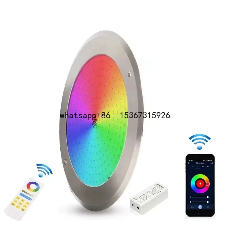 VLIKE smart ultra thin swimming pool light 18W RGB DC12V stainless steel 7.5mm 8mm Alexa WIFI APP mobile remote with controller