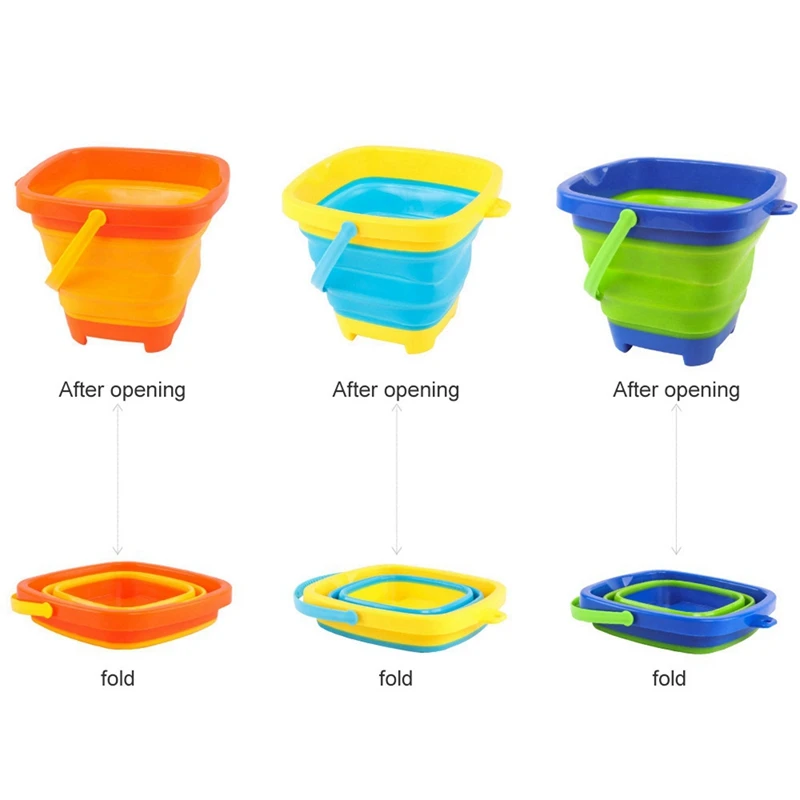 12PCS Foldable Bucket Foldable Pail Bucket Sand Buckets Silicone Collapsible Bucket For Kids Beach Play Camping 2L