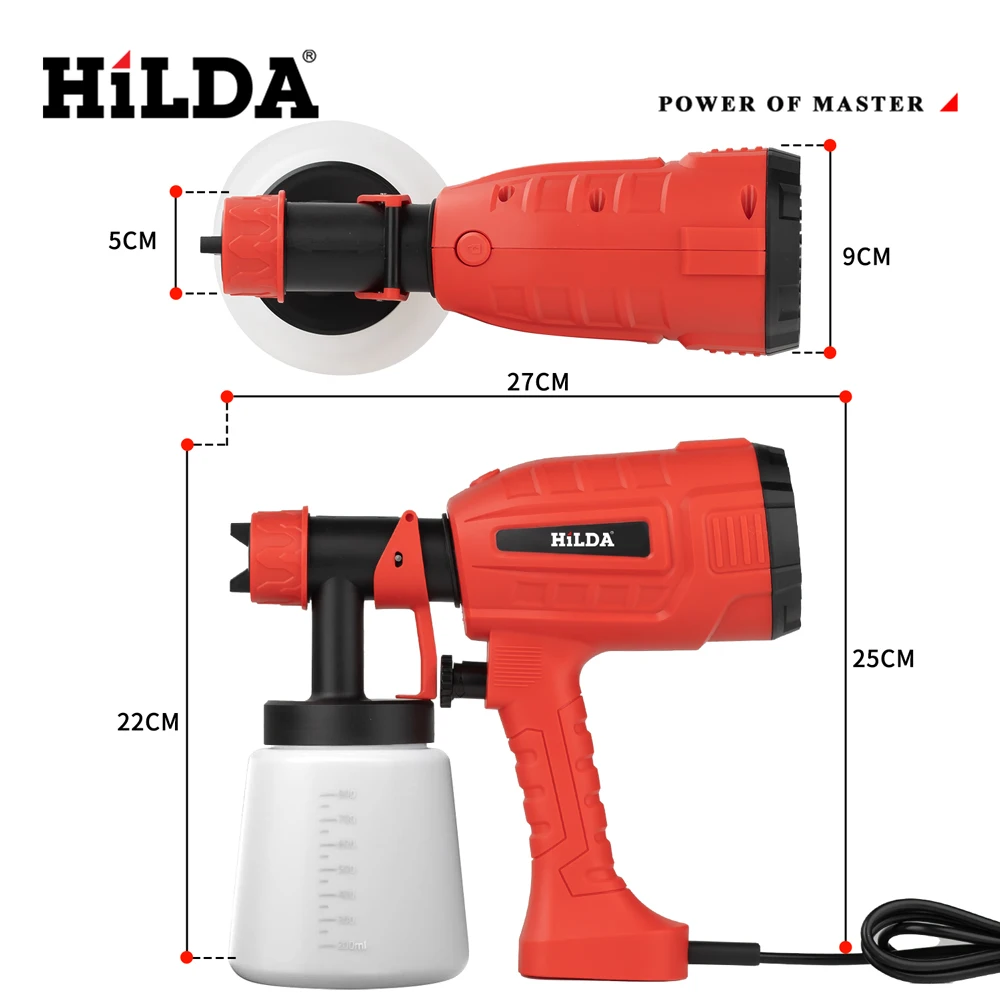 HILDA 800ML Electric Spray Gun Paint Sprayer High Power Tool Spray Truck Household Red Electric Spray Gun