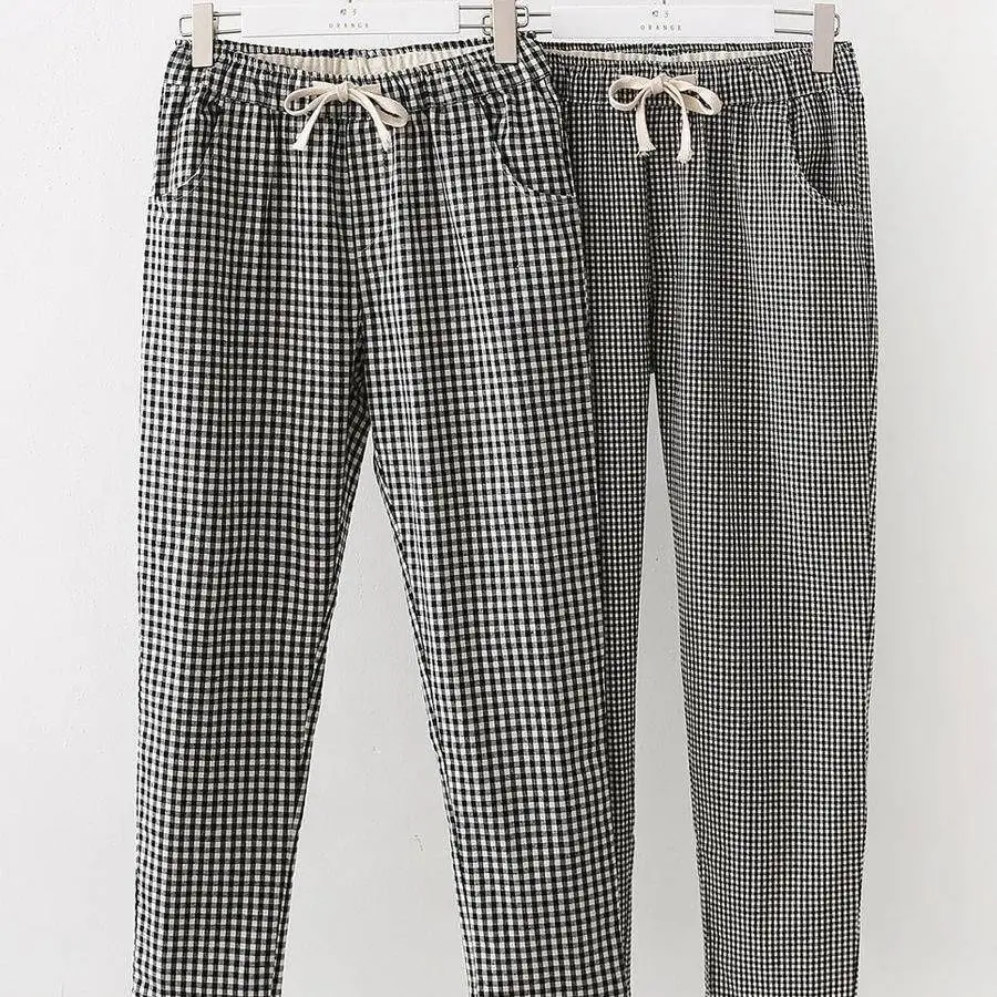 Nuovi pantaloni casual scozzesi stile coreano da donna Pantaloni larghi e versatili da donna Pantaloni Harem da donna