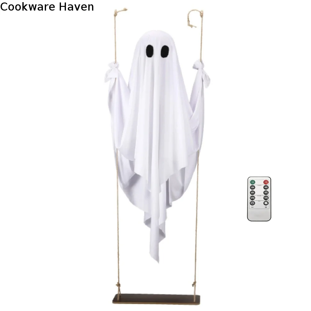 Luminous Halloween Hanging Swing Ghost Large Adjustable Brightness Yard Flying Ghost Swing Ornament Remote-controlled LED