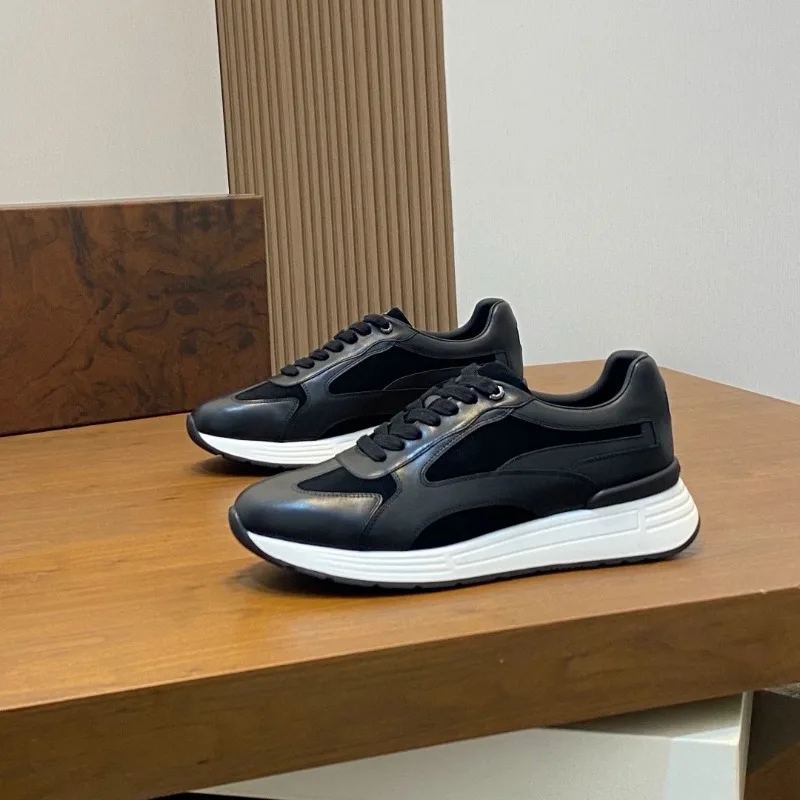 

Новые мужские повседневные кроссовки из натуральной кожи 2026 года на шнуровке, на утолщенной подошве, модные, на все сезоны