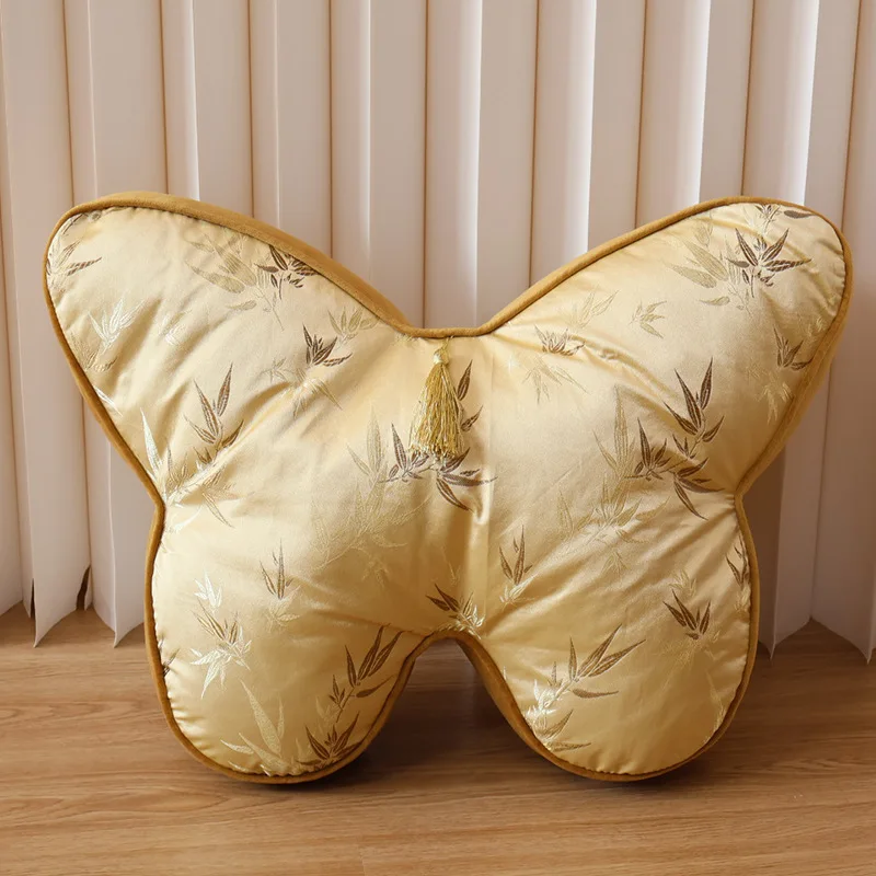 55x43cm Retro Style Gold Butterfly Shaped Waist Pillow Light Luxury Lumbar backrest Sofa Cushion