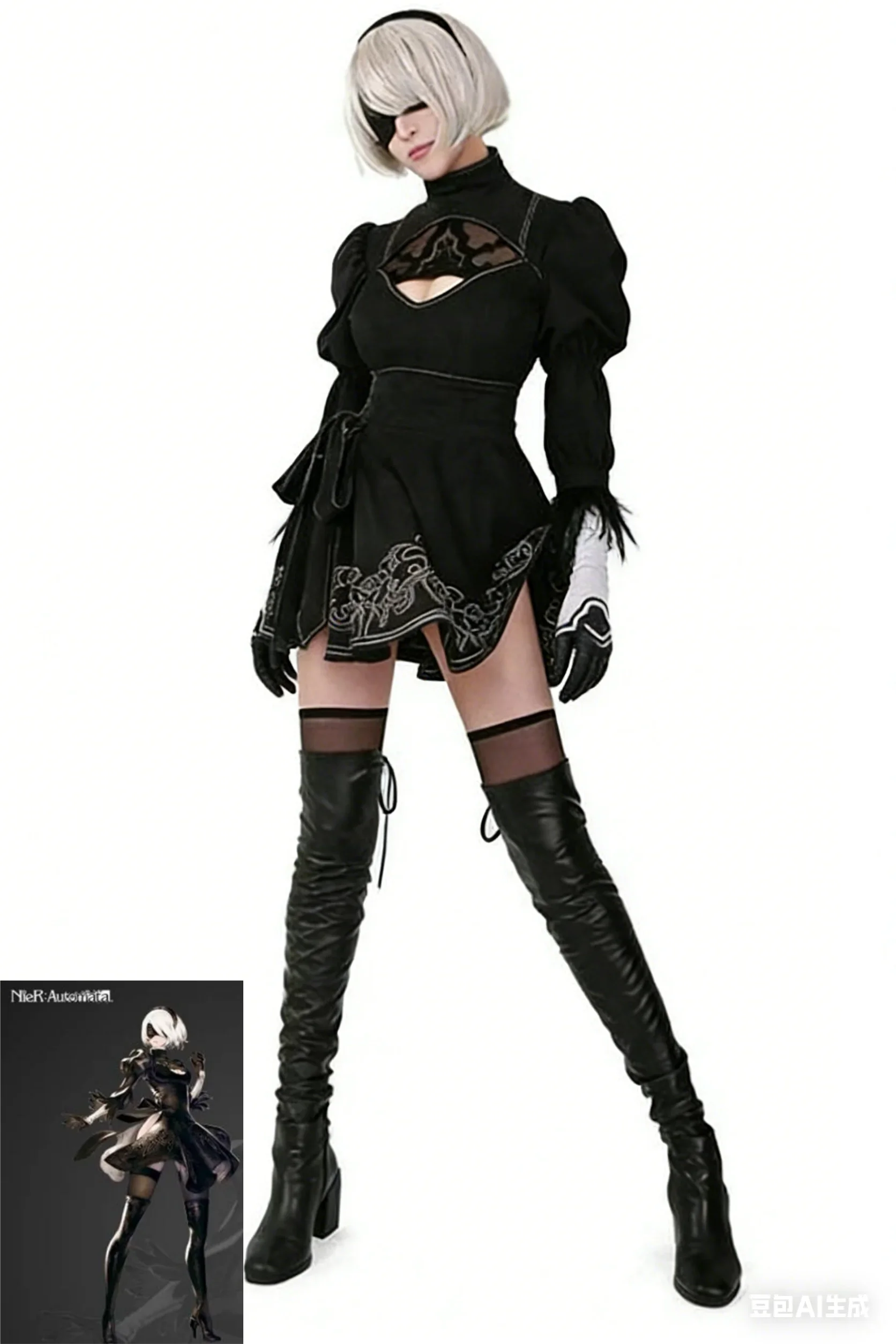 

Game NieR:Automata Yorha 2b 9s Cosplay Sister Dress Performance Clothing Youhaer 2B Sister Role-playing Costume and Kimono Wig