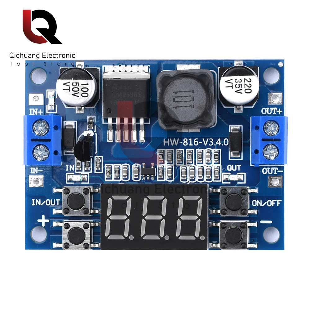 DC7-36V إلى DC0.5V-35V قابل للتعديل تنحى وحدة امدادات الطاقة LM2596 الجهد المنظم 3A مع LED الفولتميتر عرض الرقمية