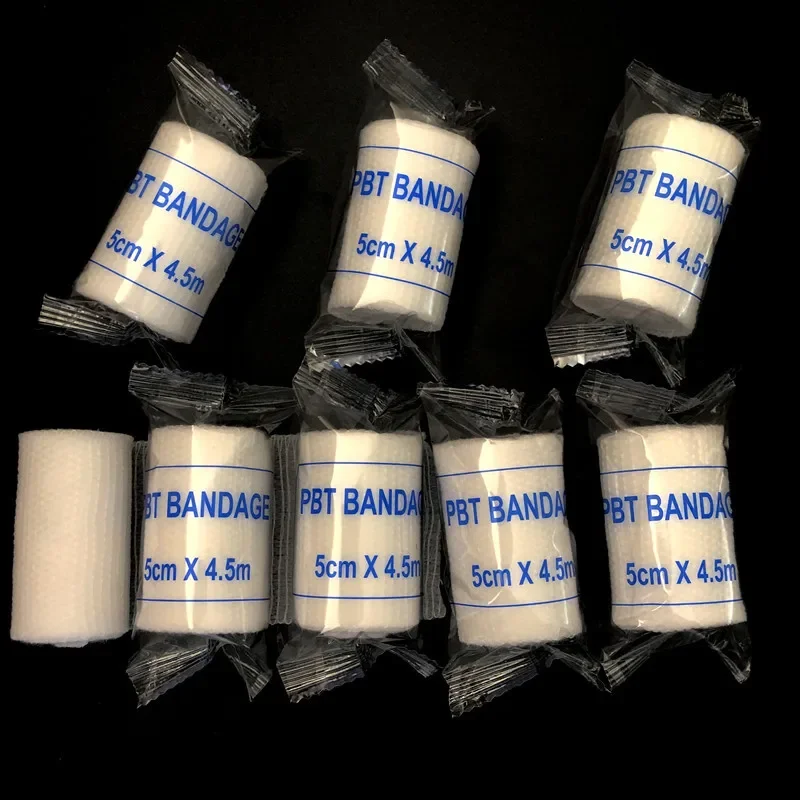 10pcs/lot 5cm X 4.5m Cotton PBT Elastic Bandage Conforming First Aid Gauze For Wound Dressing Emergency Care