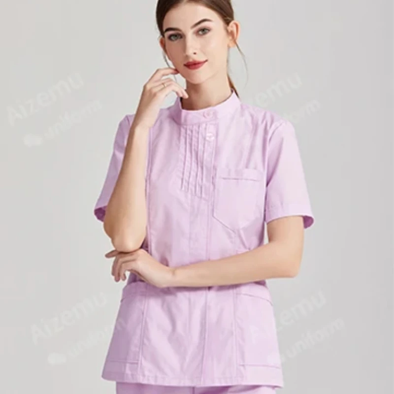 

white Short Scrubs Top Nurse Uniforms Lab Coat Doctor Uniform Women Outwear Medical Clothing Beauty Salon Long Sleeve clothes