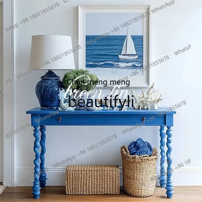 French light luxury entrance table/American retro solid wood desk/study writing table computer table decorative cabinet6220