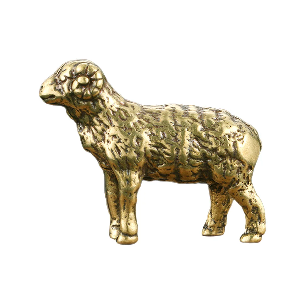 Retro Brass Sheep Figurine Exquisite Sheep Shaped Brass Statue Desktop Decoration Creative and Durable Sheep Adornment