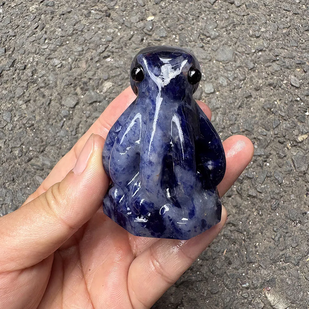 Custom 6cm Sodalite Octopus Crystal Carving - Handcrafted Healing Gemstone Sea Animal Figurine