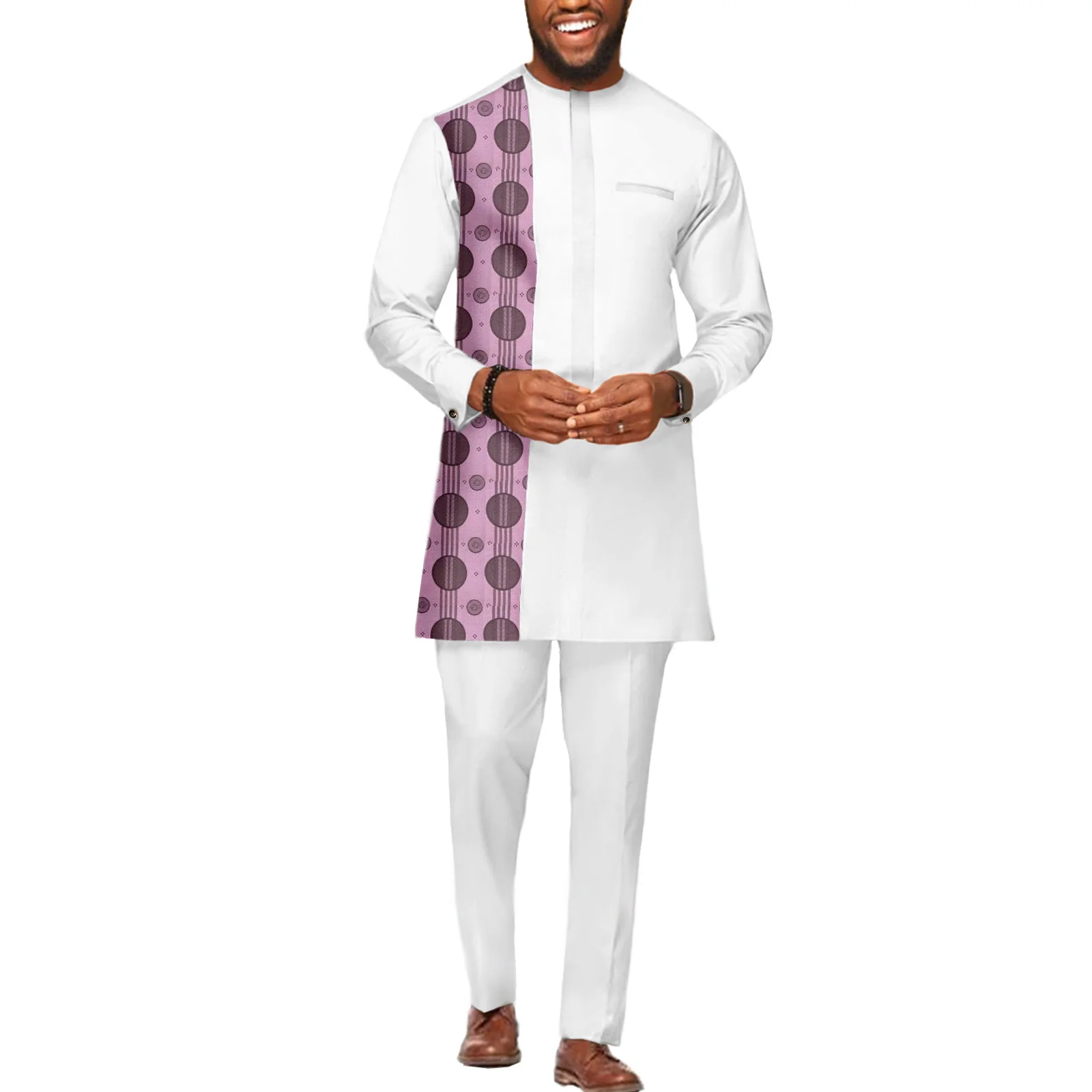 SEA&ALP African Men Set Two Piece Suit Dashiki Top Pant Tracksuit Fashion Outfit for Party wedding