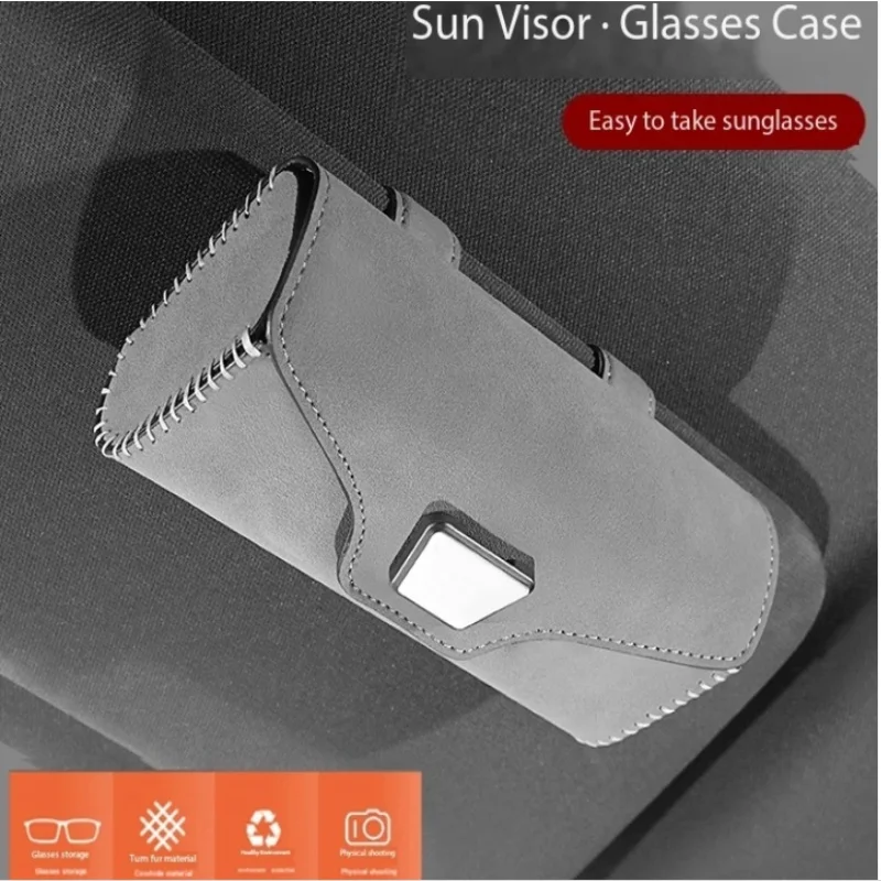 

Car Mounted Glasses Box Sun Visor Sun Visor Sunglasses Storage Box Suede High-End Glasses Box On The Car Universaal Car Parts