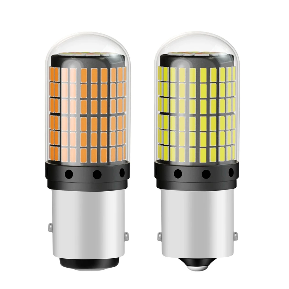 

2шт 1157 LED BA15S Светодиодная лампа 1156 P21W BAY15D P21/5W BAU15S T20 W21W WY21W W21/5W 144SMD Авто Указатель поворота Автоматическая лампа заднего хода