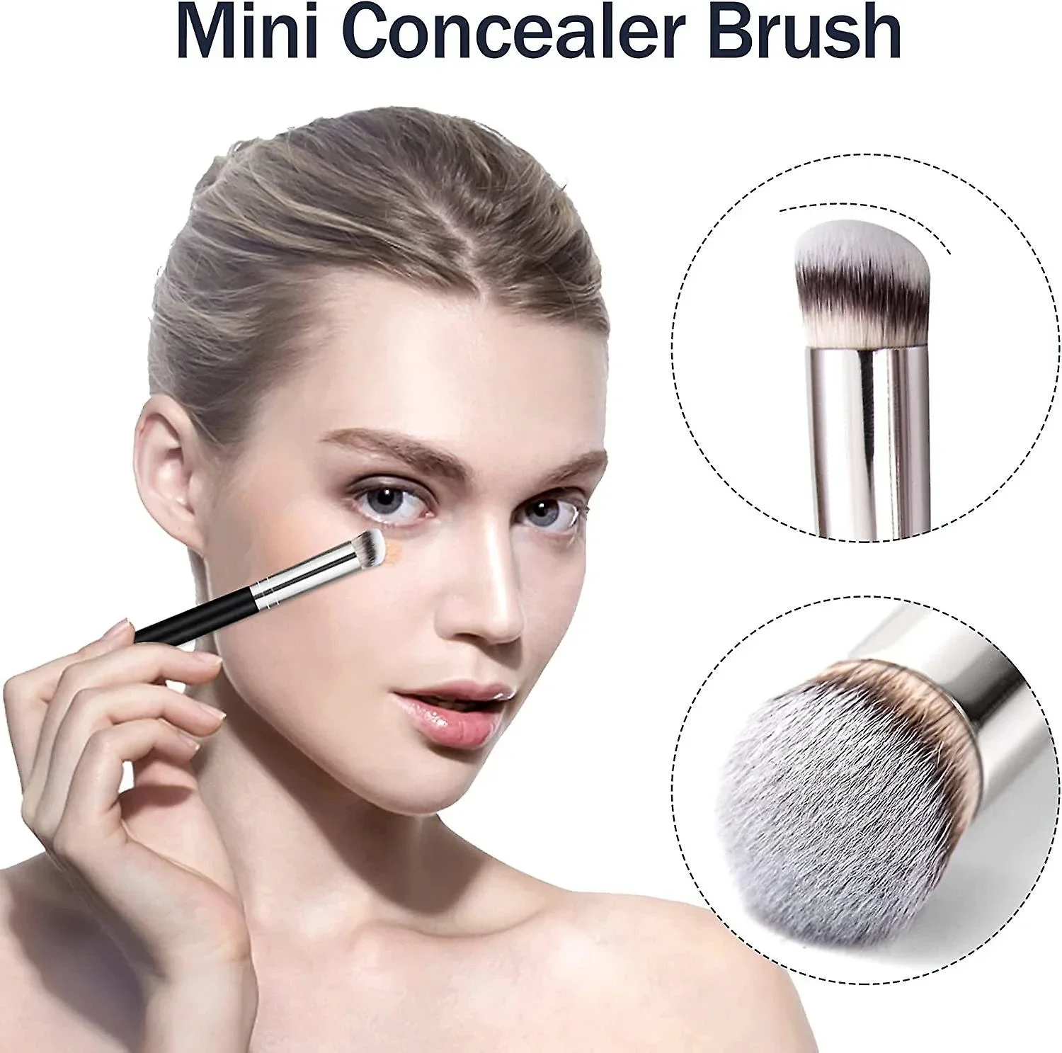 200Pcs Foundation Concealer Brush, Premium Contour Blusher Brushes, Flawless Under Eye Dense Face Makeup Brush For Blending