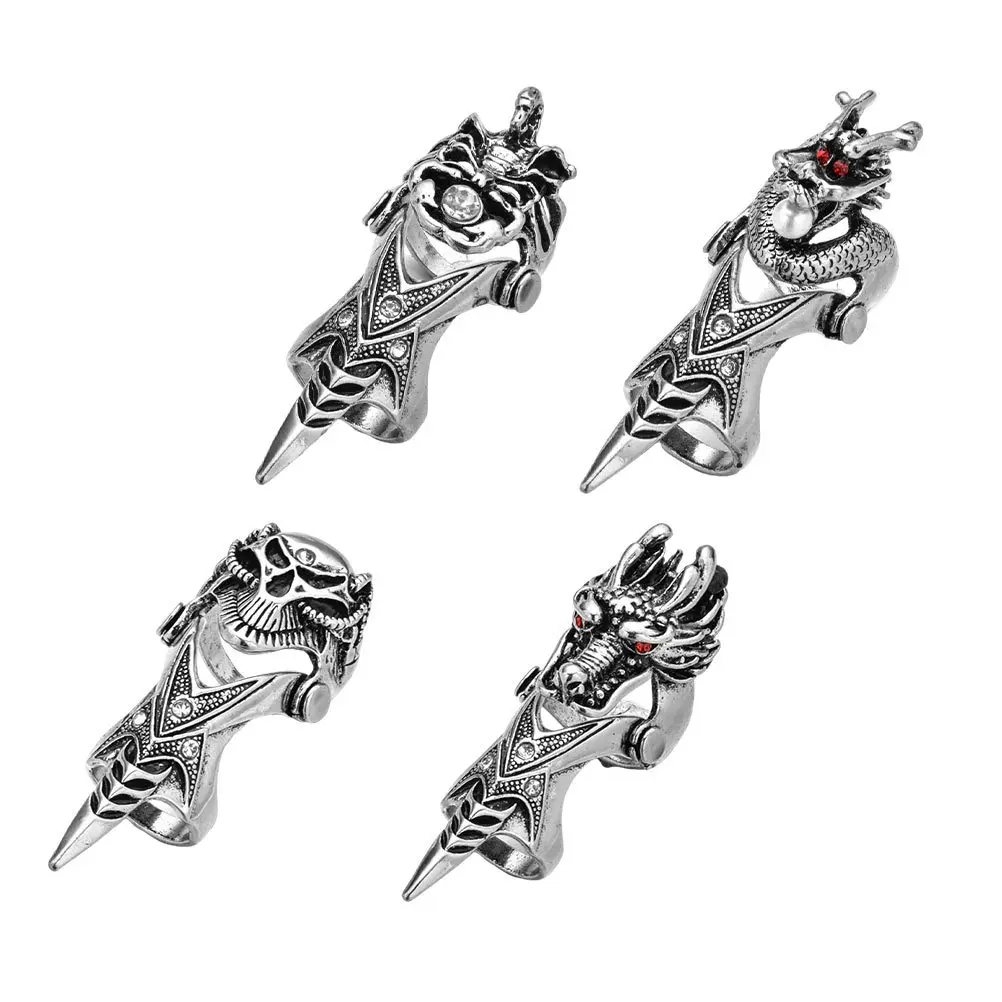 

4pcs Rings Punk Style Hand Decor For Men Women Creative Gift Vintage Silver Finger Jewelry Knuckle Ring