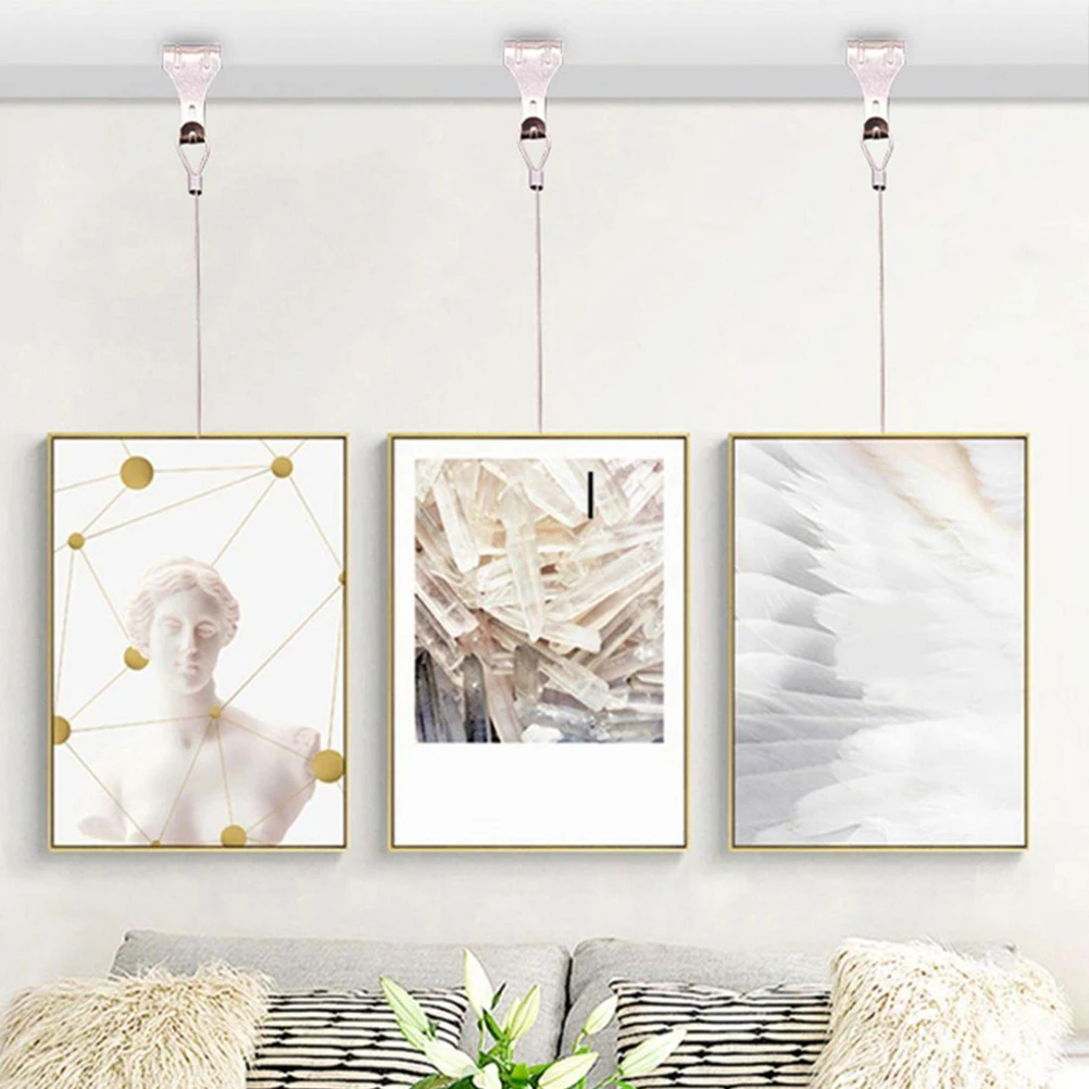 

5 set 5 Sets Adjustable Wire Heavy Duty Steel For Art Mirrors Wall Art Display Stainless Steel Hooks Molding Rope