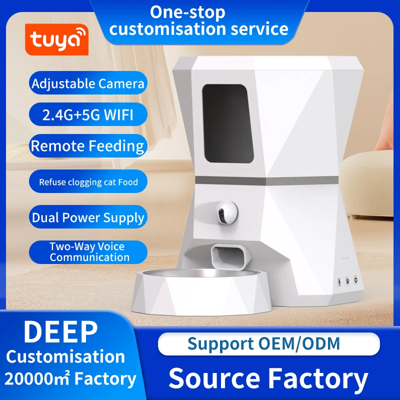 Top-Quality 4L Tuya APP Control WIFI Timed Cat Automatic Food Dispenser Smart Pet Feeder With HD Adjustable Camera