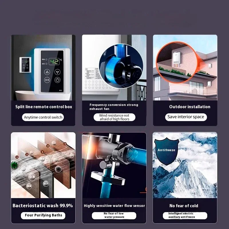 Экономьте энергию, 12 Вт, 16 л, горячая распродажа, портативный, устойчивый к морозу и дождю, настенный газовый водонагреватель