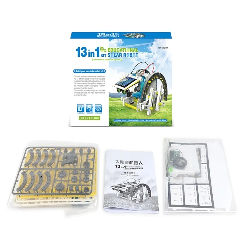 Kit di costruzione robot solare educativo 13 in 1 Robot ad energia solare fai-da-te per bambini Giocattoli educativi per adulti per ragazzi e ragazze