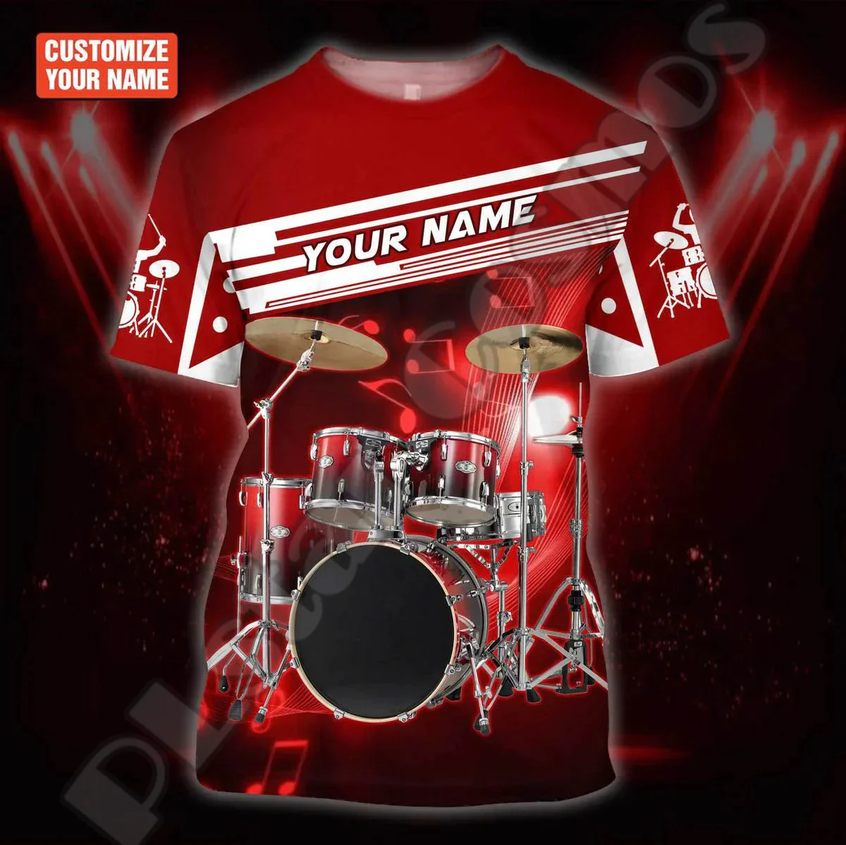NewFashion Custom Name Music Drummer Drums Colorful Polyester 3DPrint Harajuku Streetwear Summer Casual Short Sleeves T-Shirts S