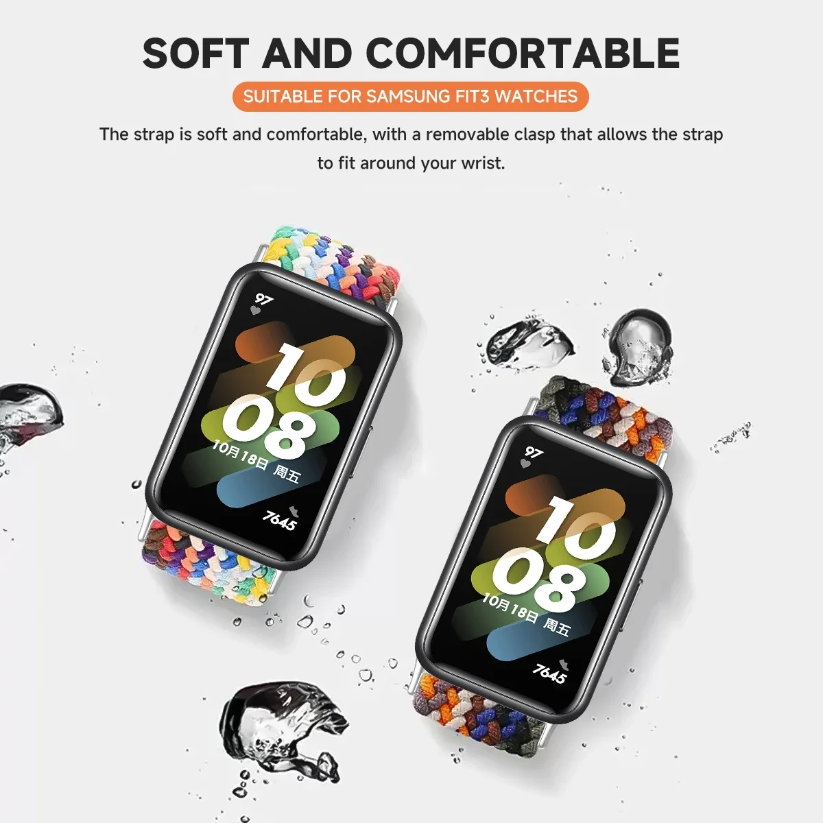 لملحقات حزام Samsung Galaxy Fit3، سوار ساعة رياضي من النايلون المضفر وقابل للتعديل، سوار كوريا بديل لهاتف Galaxy fit 3