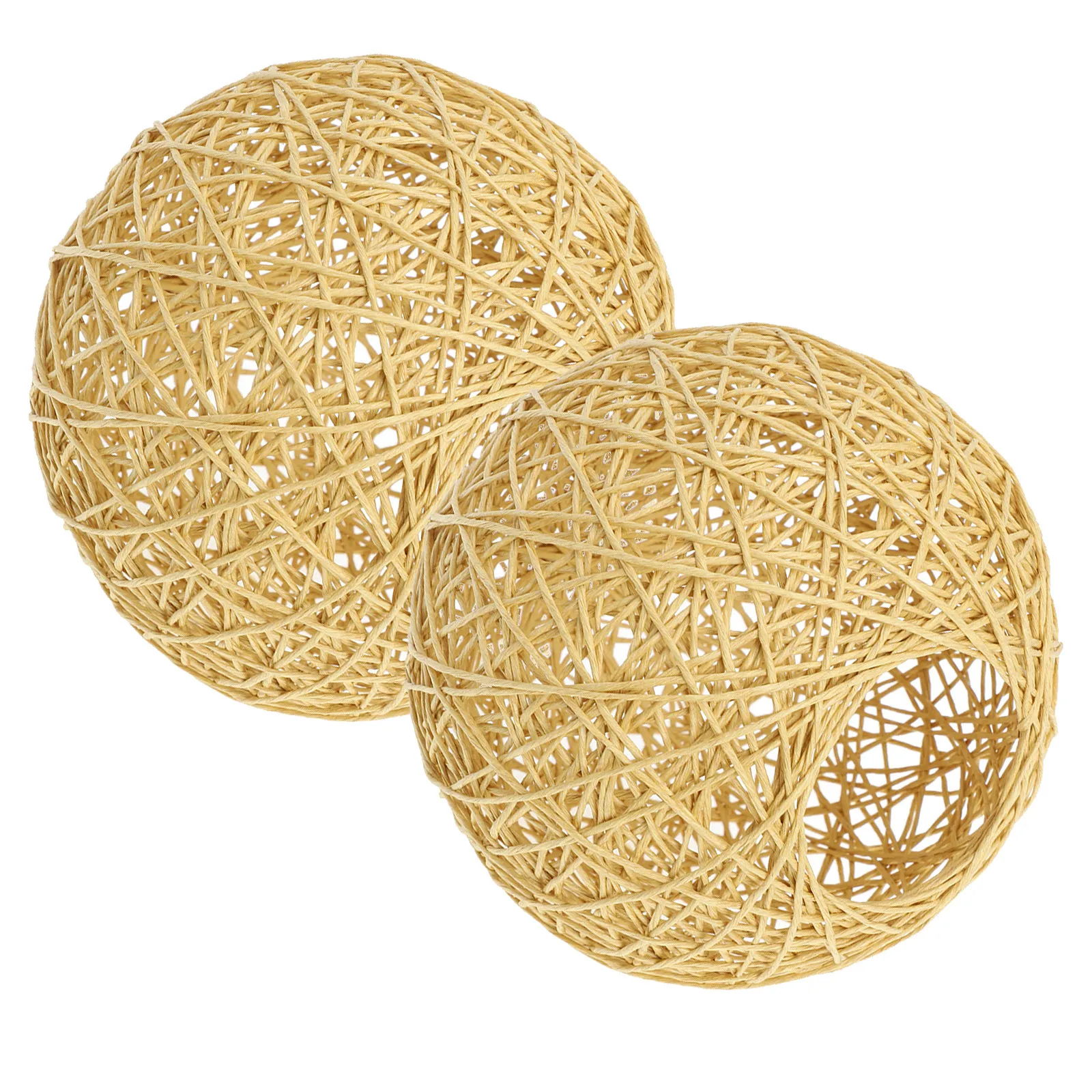 2Pcs Indoor Woven Lampshade Simple Style Lamp Cover Dust Proof Decorative Light Shade DIY Lamp Decor Accessory