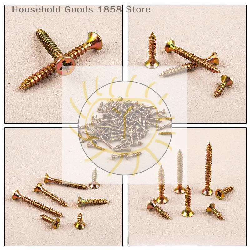 520Pcs M3.5 Countersunk Head Self-Tapping Screws Kit Color Galvanized Screw Set For Woodworking Industrial Home Decoration