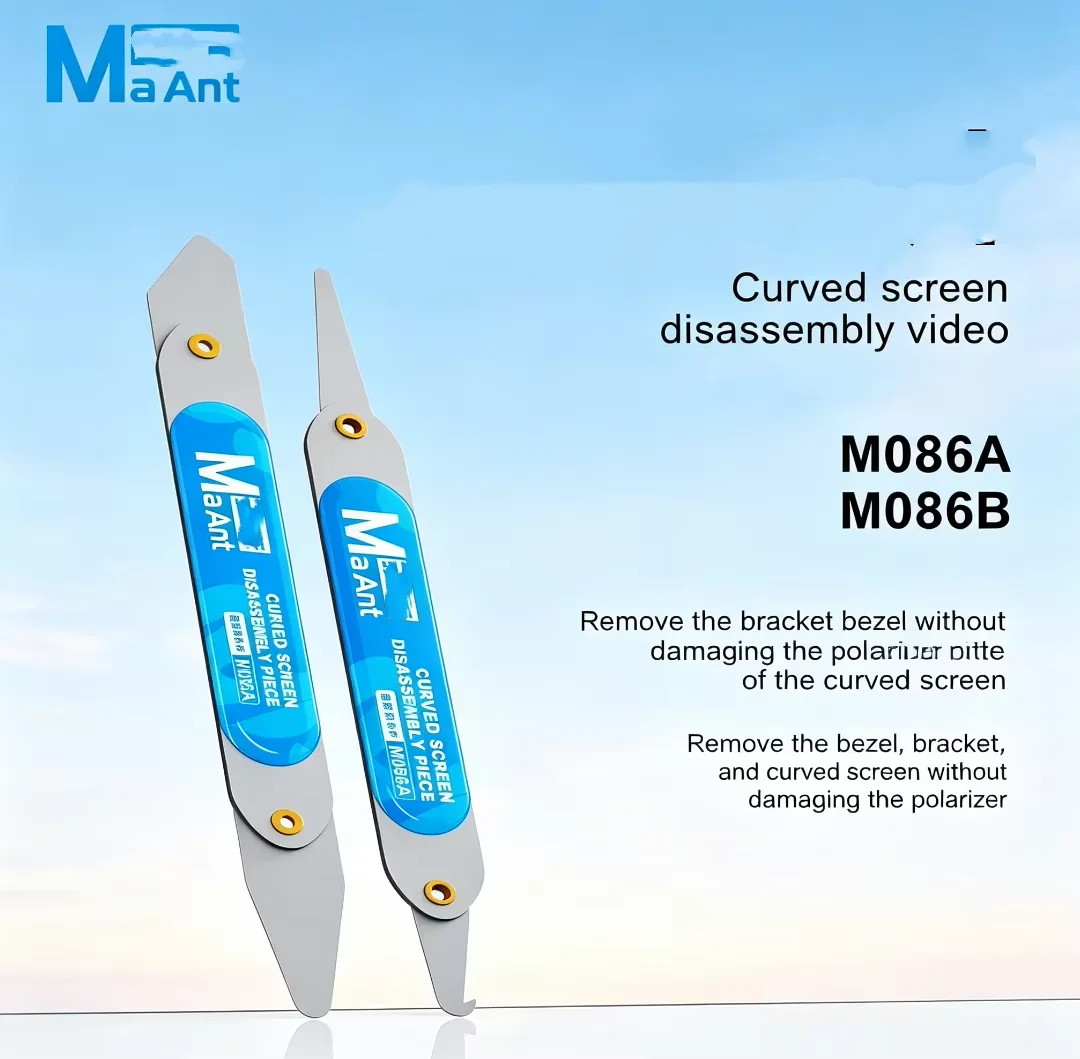 MaAnt M086 2 in 1 Curved/Straigt Screen Disassembly Pryer for Mobile Phone Repair Inner Screen Bracket Removal Blade Set