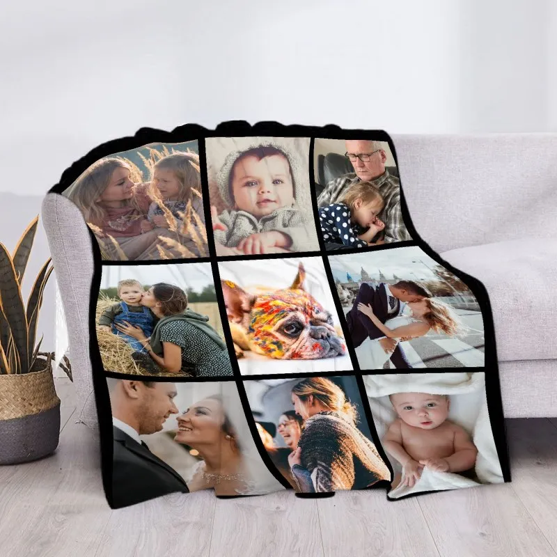 Benutzerdefinierte Decke mit Worten, Bild-Collage, individuelle Decken, Geburtstags-Souvenir, Weihnachtsgeschenke, personalisierte Überwurfdecke – Detail 27