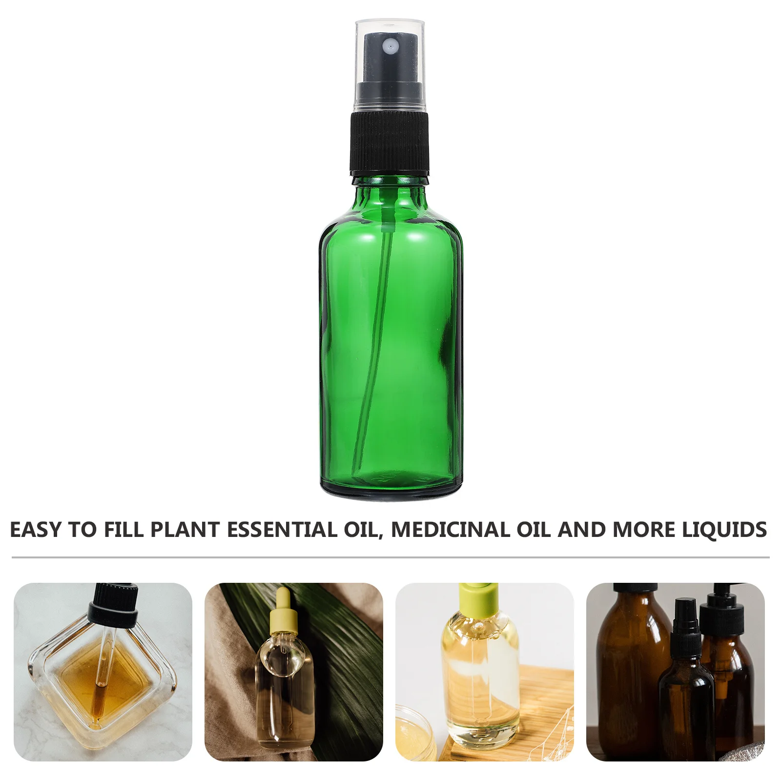 

6Pcs Essential Oil Bottles Green Glass Sub Bottles Portable Travel Storage for Medicinal Oil Leak Proof Compact Reusable Spray