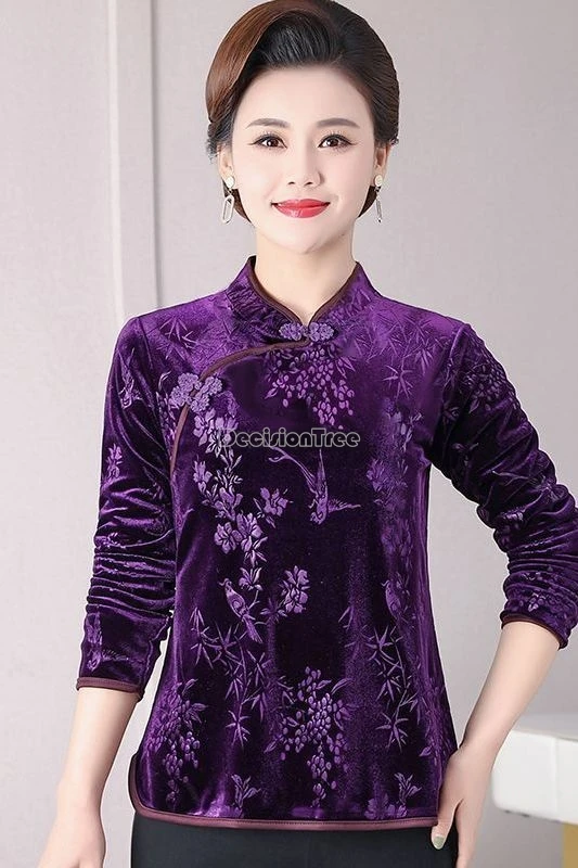 

2025 женский повседневный весенний костюм в китайском стиле в стиле ретро с длинными рукавами и воротником-стойкой, воротник Cheongsam, базовый слой, элегантный костюм Тан в стиле ретро, топ