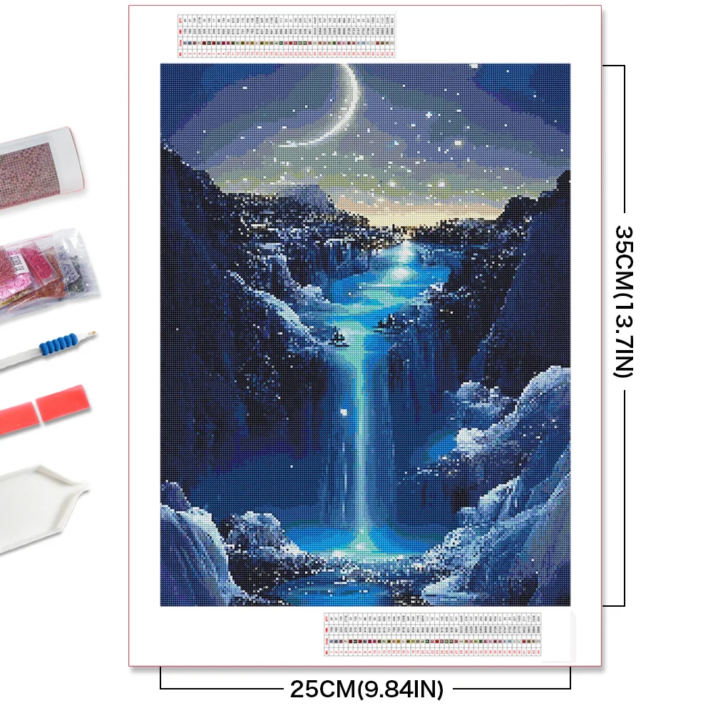 EverShine Moon Diamond Painting Seaside Craft Kit Mosaic Scenery Diamond Art Round Drill Embroidery Waterfall DIY Handmade Gift