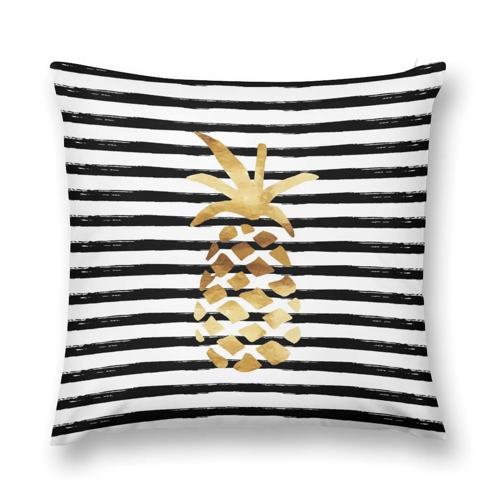 

Pineapple & Stripes - Gold on Black and White Throw Pillow Pillowcases Cushion Covers Sofa pillows decor home pillow