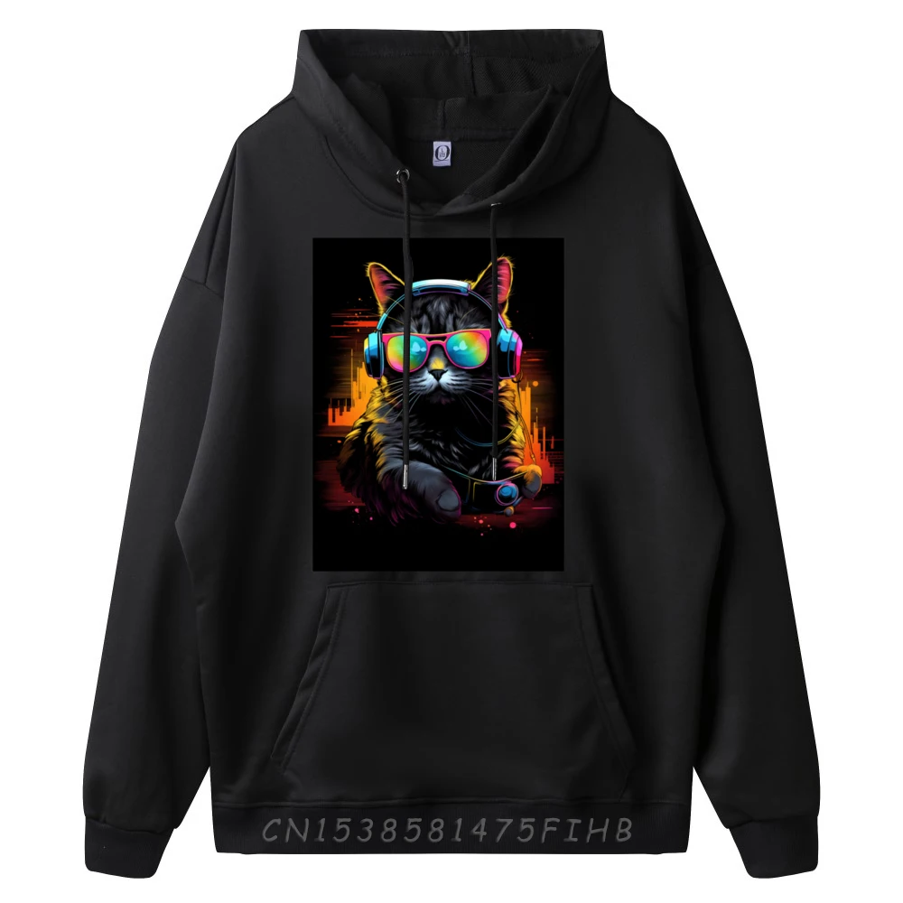 Music Sound Engineer Hoodie Sound Waves Cat Fall Clothes Aesthetic Breathable And Sweat-Absorbent Christmas Hoodie Graphic