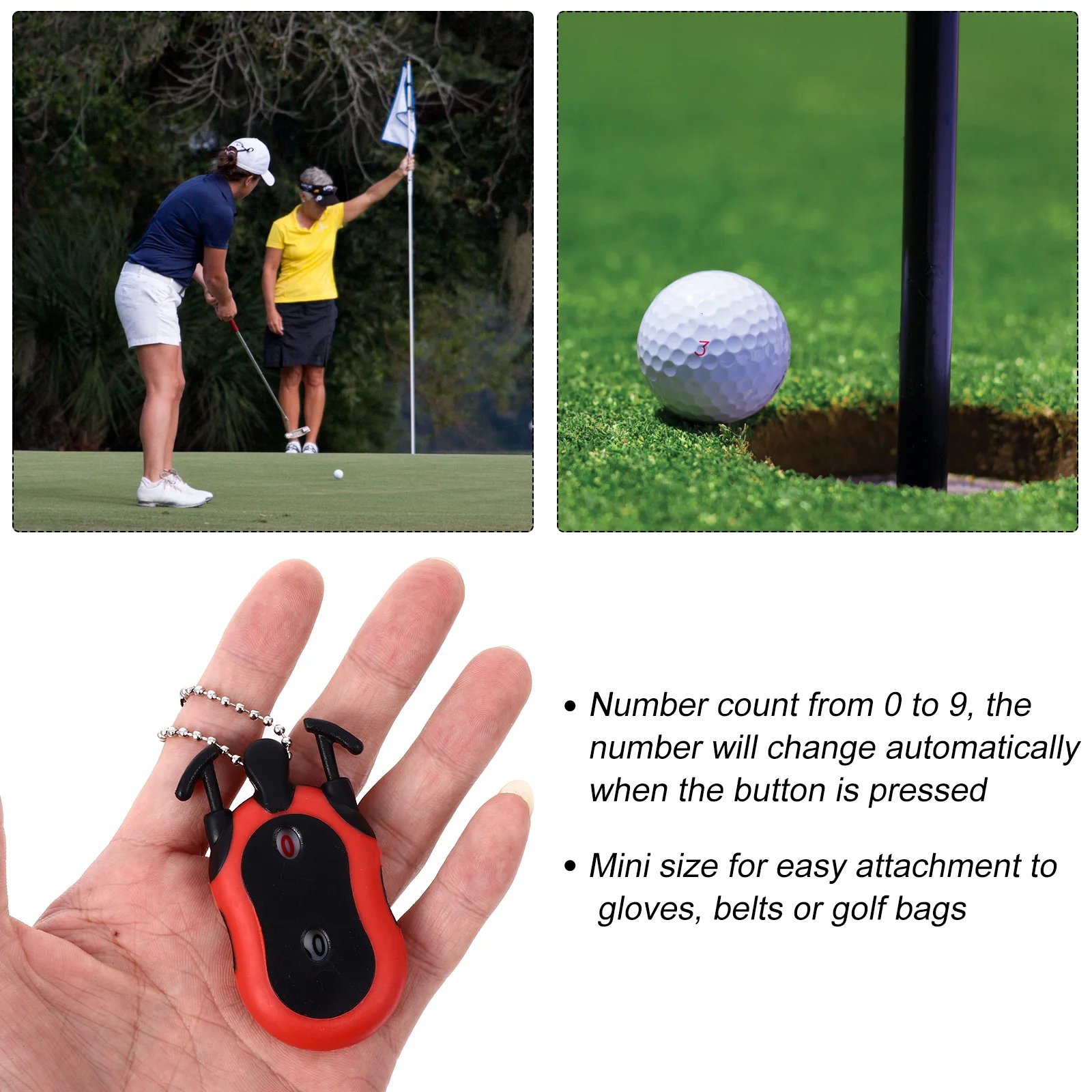 

Golf Score Counter Portable Compact Ball Stroke Counter Mini Size for Two Players Palm Score Keeper Outdoor Sports Scoring