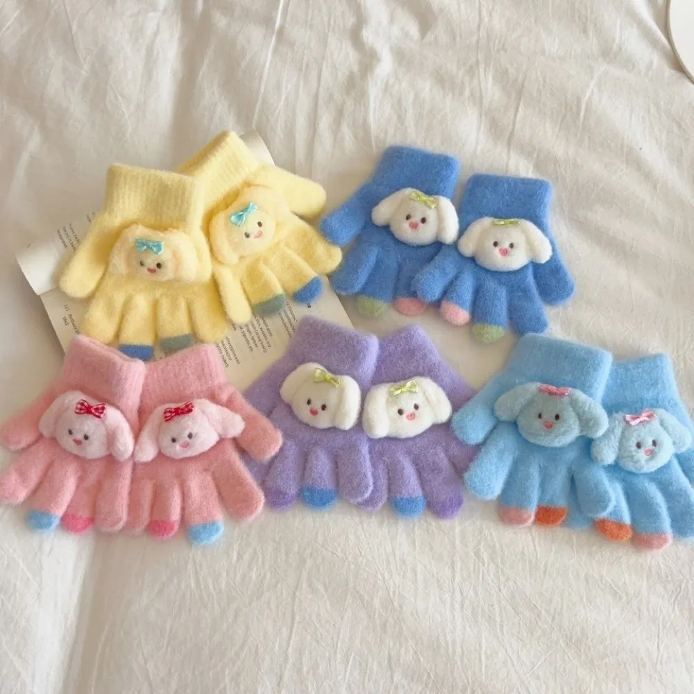 Stylish Cartoon Knitted Gloves Full Finger Warm Lining Thermal Gloves Cold Proof Winter Gloves for Kids